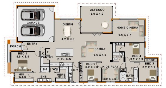 ranch style 4 Bed + 2 Bath + Home Cinema